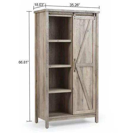 Better Homes & Gardens 66" Modern Farmhouse Bookcase Storage Cabinet, Rustic Gray Finish | Walmart (US)