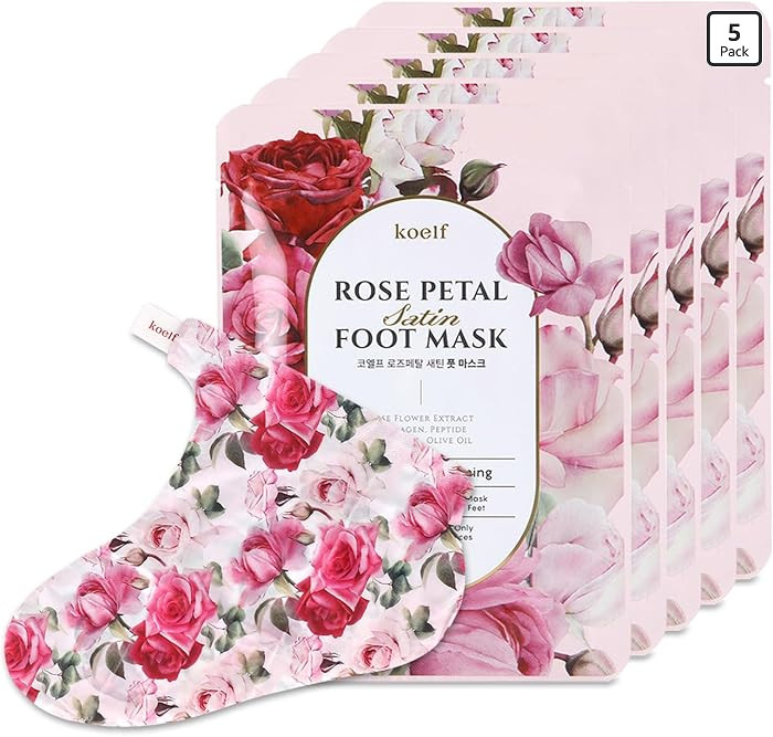 koelf Rose Petal Satin Foot Mask (5pairs) - Korean Skin Care, Intensive Nourishing Socks, Rose Sc... | Amazon (US)