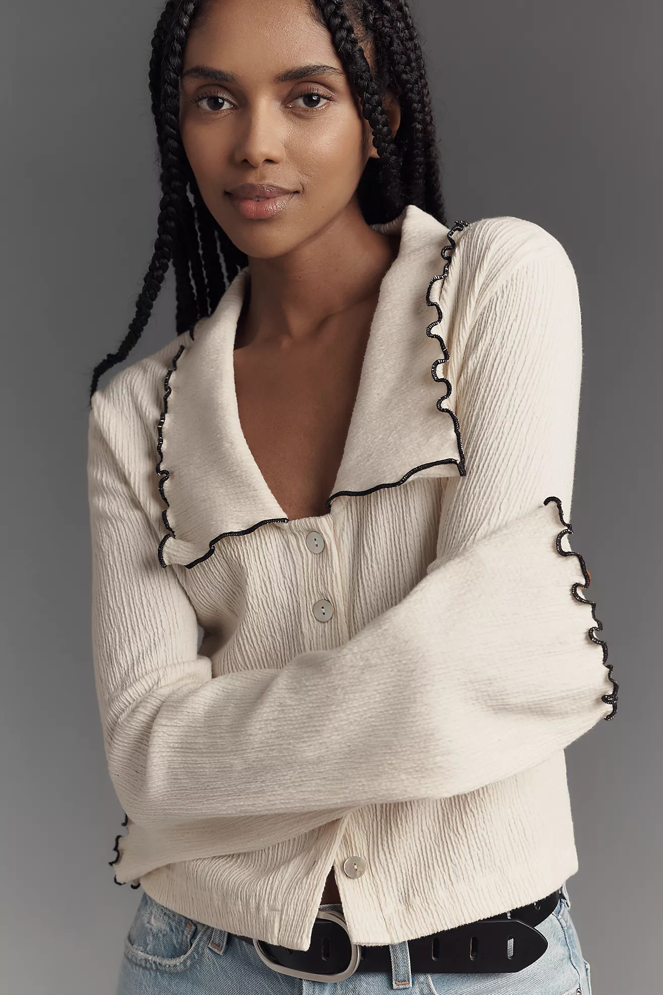 Nation LTD Daisy Oversized Collar Button-Front Top | Anthropologie (US)