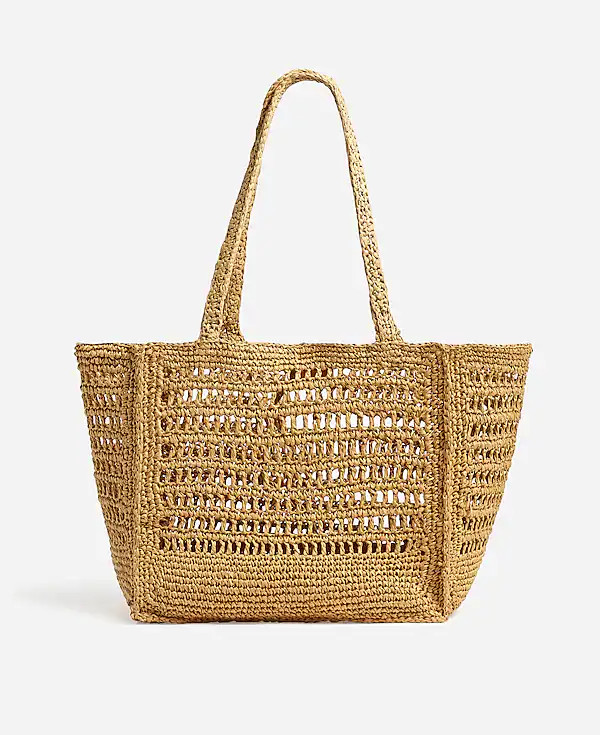 The Open-Crochet Straw Packable Tote | Madewell
