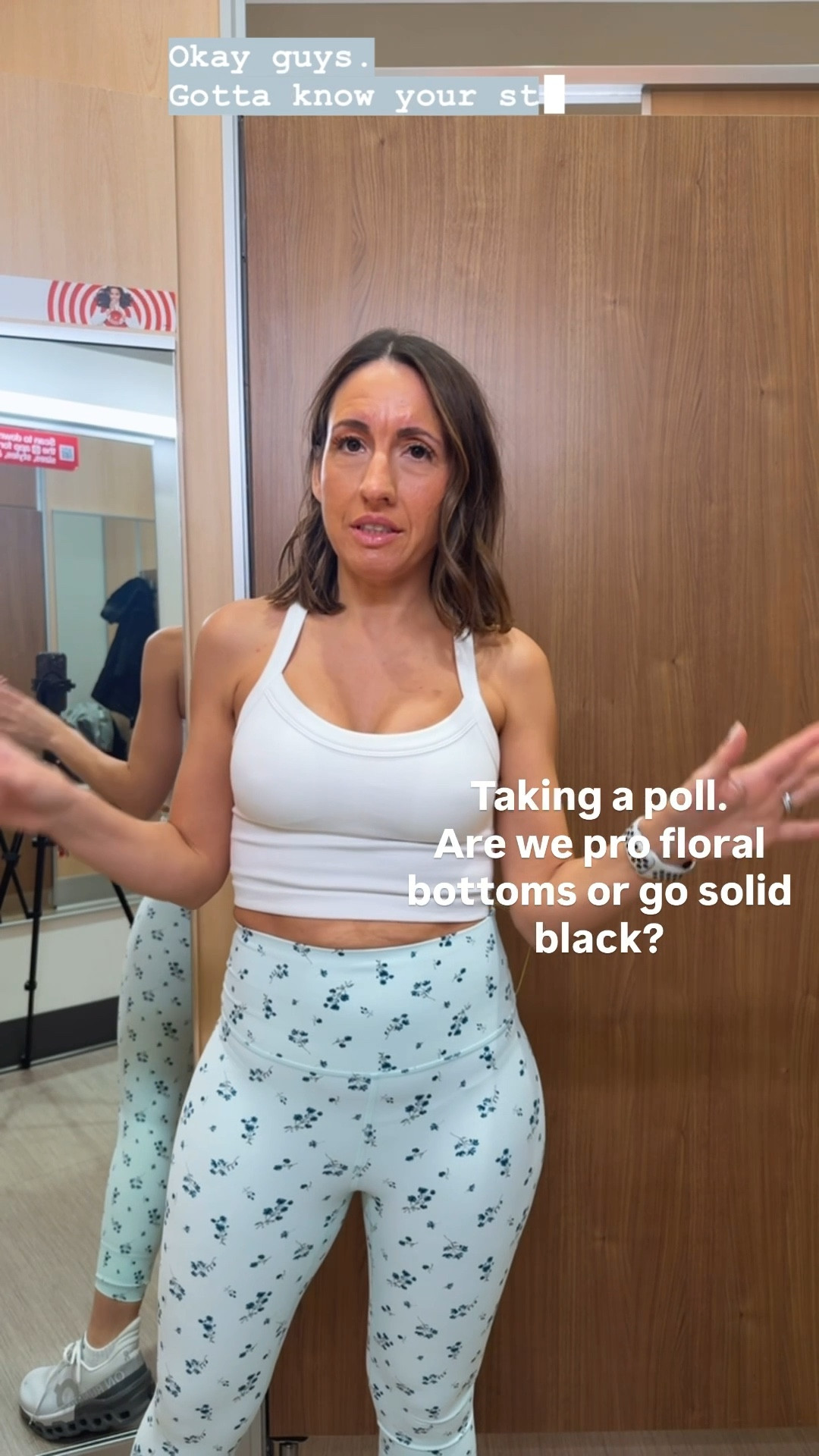 White cropped tank top with a built in bra and amazing coverage. 
Floral workout leggings. 
They are really cute, but I’m usually  a black leggings girl. 
Petite style 

#LTKOver40 #LTKActive #LTKPetite