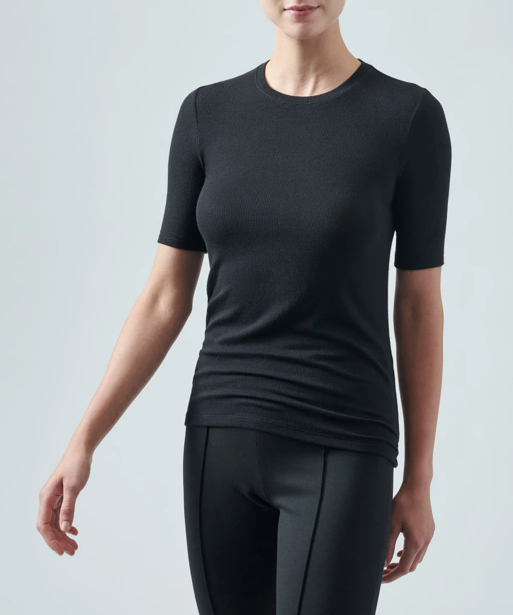 Modal Rib Short Sleeve Crew Neck Tee - Black | ATM Collection