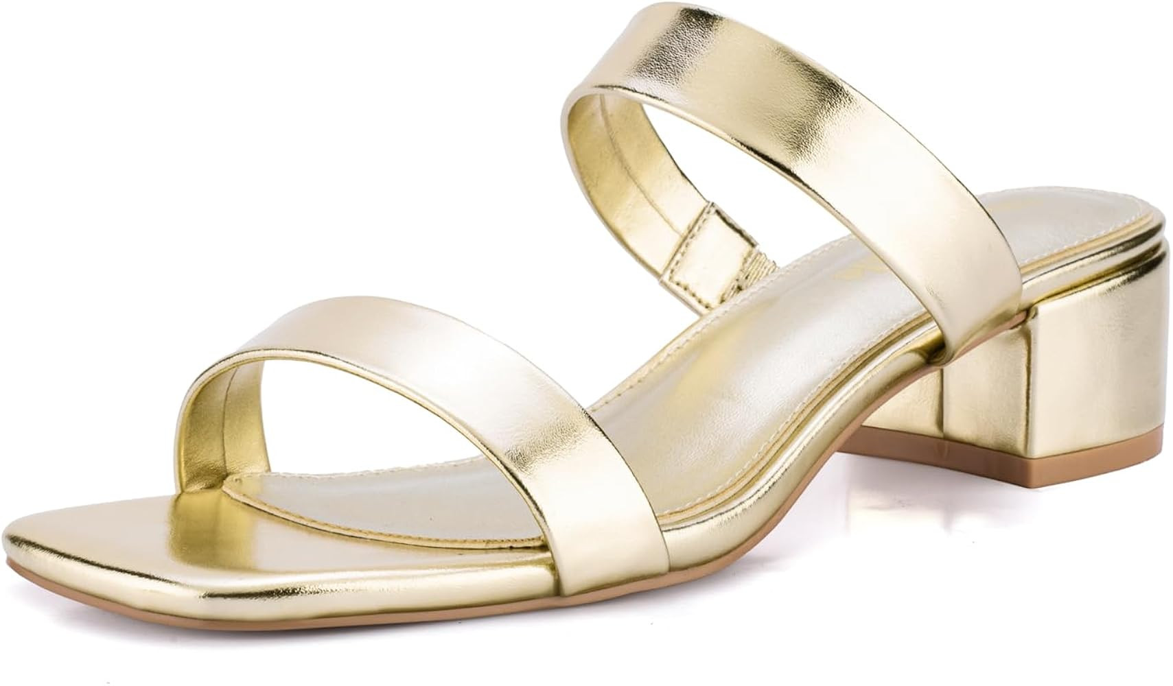 Shoe'N Tale Womens Two Strap Low Heeled Sandals Square Open Toe Block Chunky Heels for Women Dres... | Amazon (US)