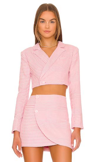 Nell Cropped Blazer in Picnic Pink | Revolve Clothing (Global)