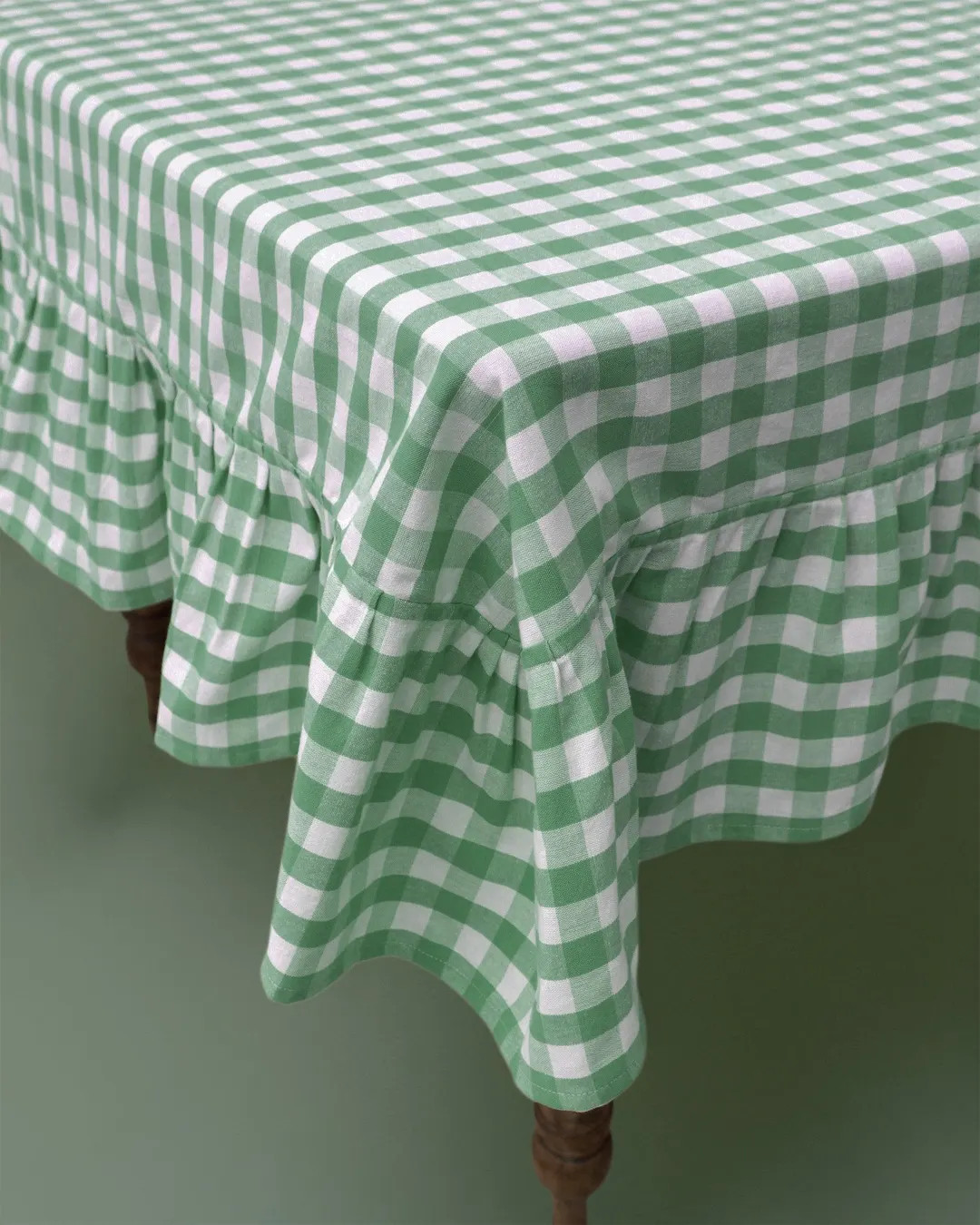 Moss Ruffled Gingham Tablecloth | Etsy (US)