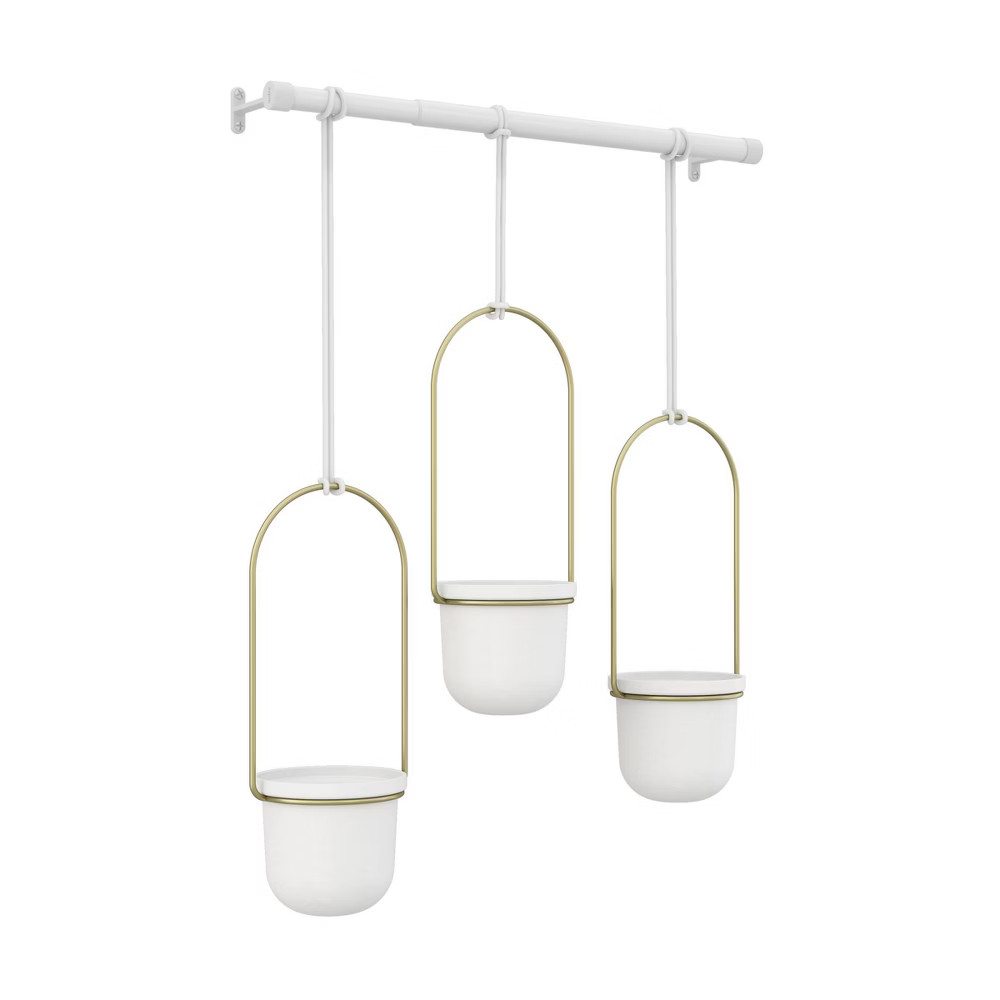 Triflora Hanging Planter White/Brass - Umbra | Target