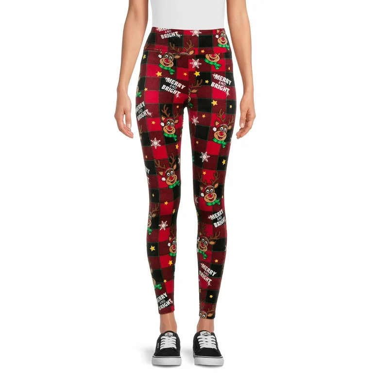 No Boundaries Juniors Christmas Velour Leggings, Sizes S-3XL | Walmart (US)
