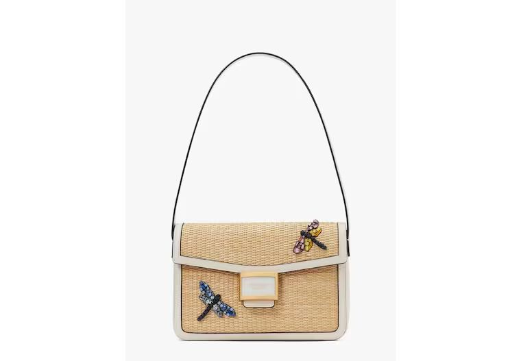 Katy Dragonfly Embellished Straw Medium Shoulder Bag | Kate Spade (US)