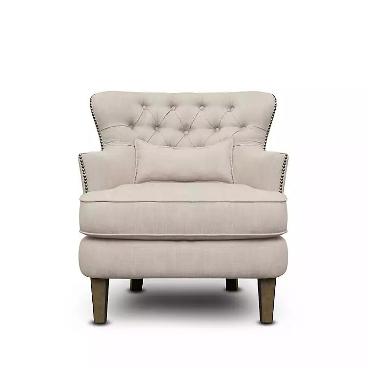 Cream Tufted Armchair with Lumbar Pillow | Kirkland's Home