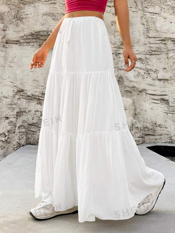 SHEIN EZwear Ladies' Solid Color Loose Fit Skirt | SHEIN