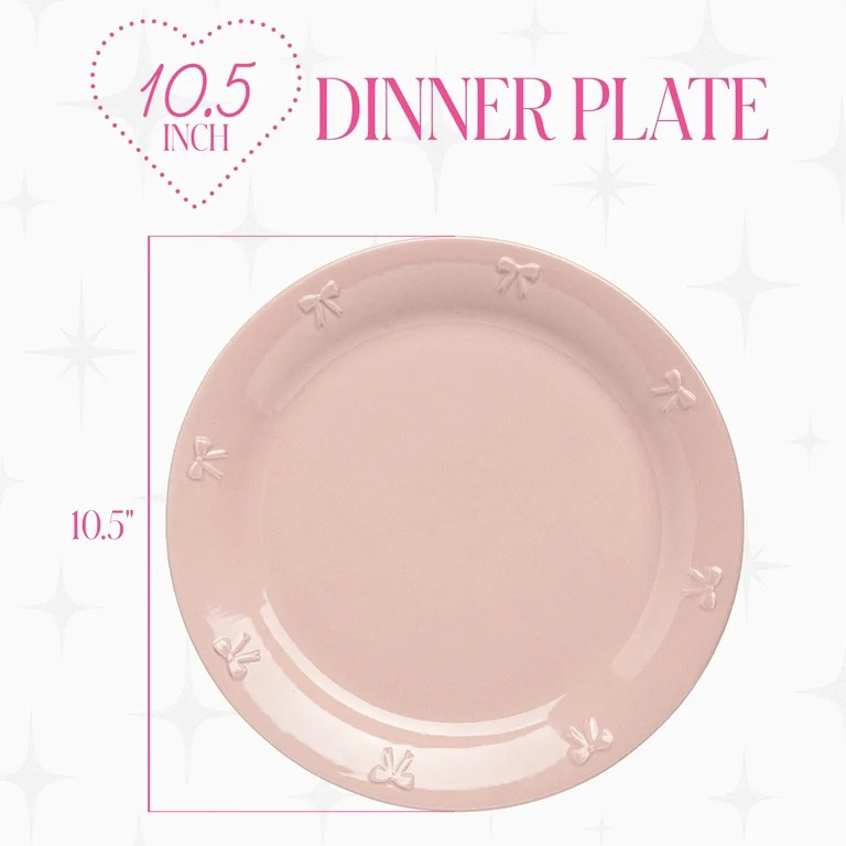 Paris Hilton London Collection 10.5-inch Stoneware Ceramic Dinner Plate, Microwave Safe, Blush Pi... | Walmart (US)