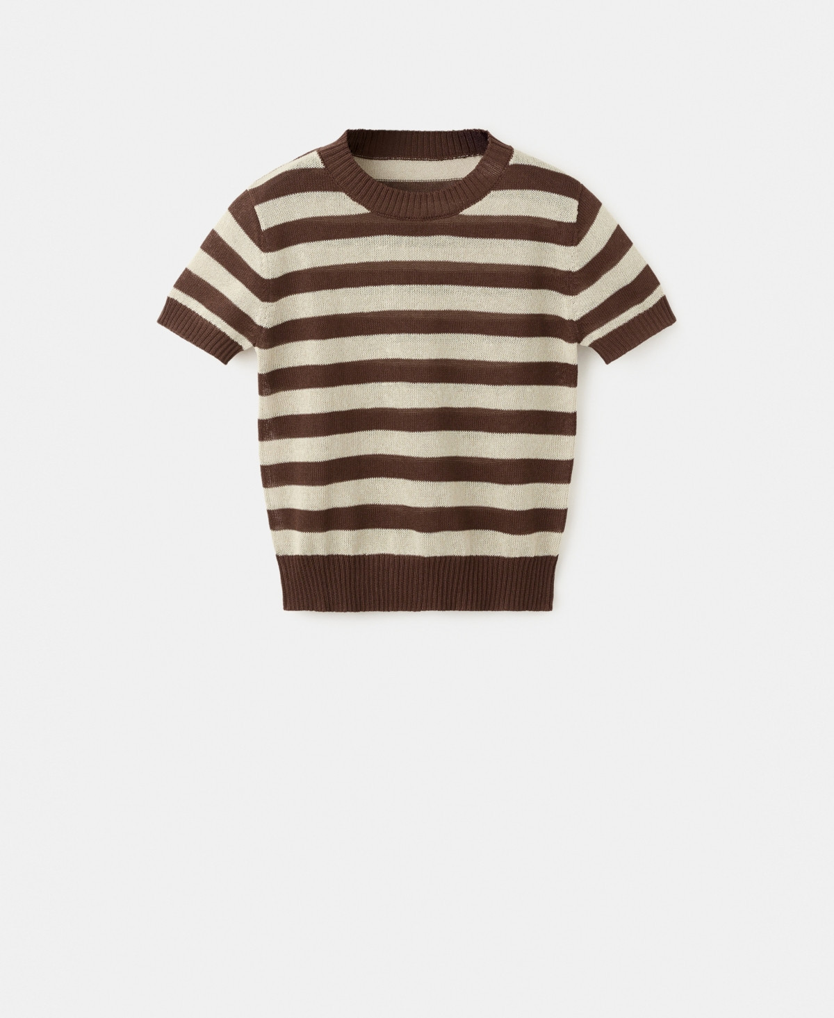 Mango Women's Crop Striped Sweater - Chocolate | Macy's