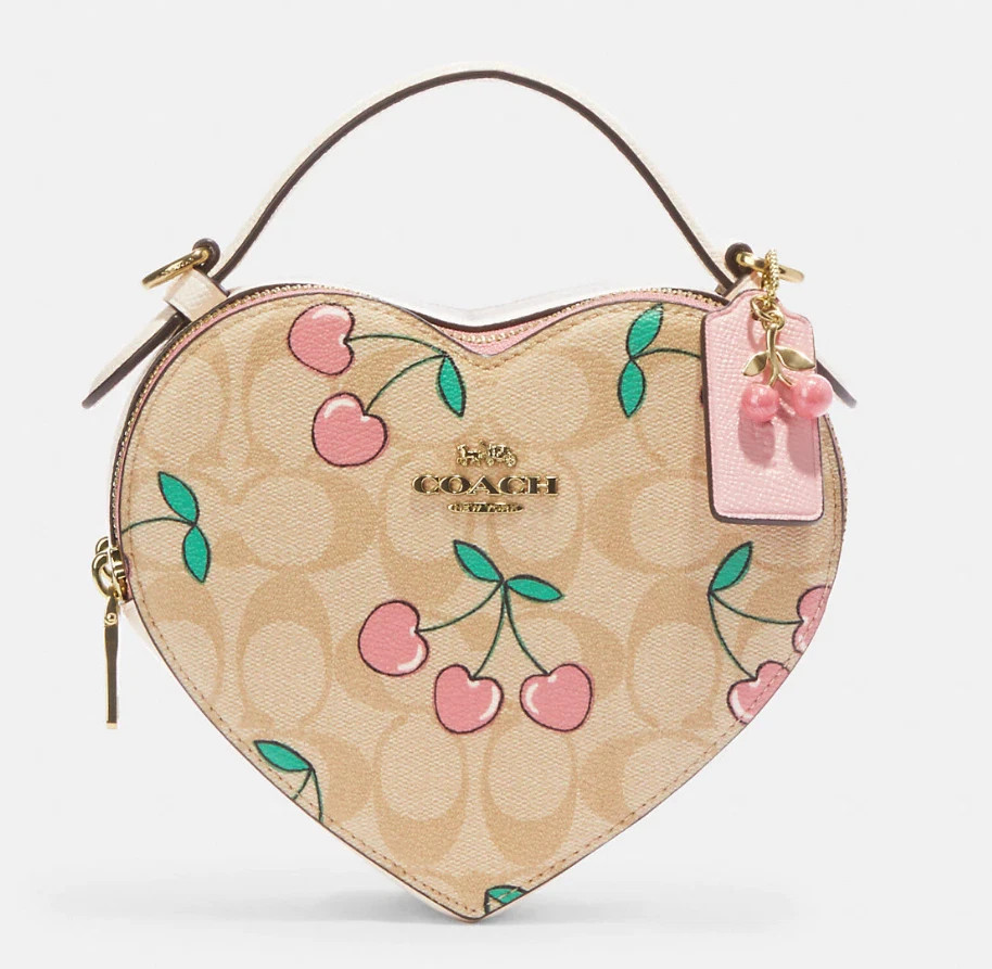 Heart Crossbody In Signature Canvas With Heart Cherry Print - NWT - ships fast! | eBay US