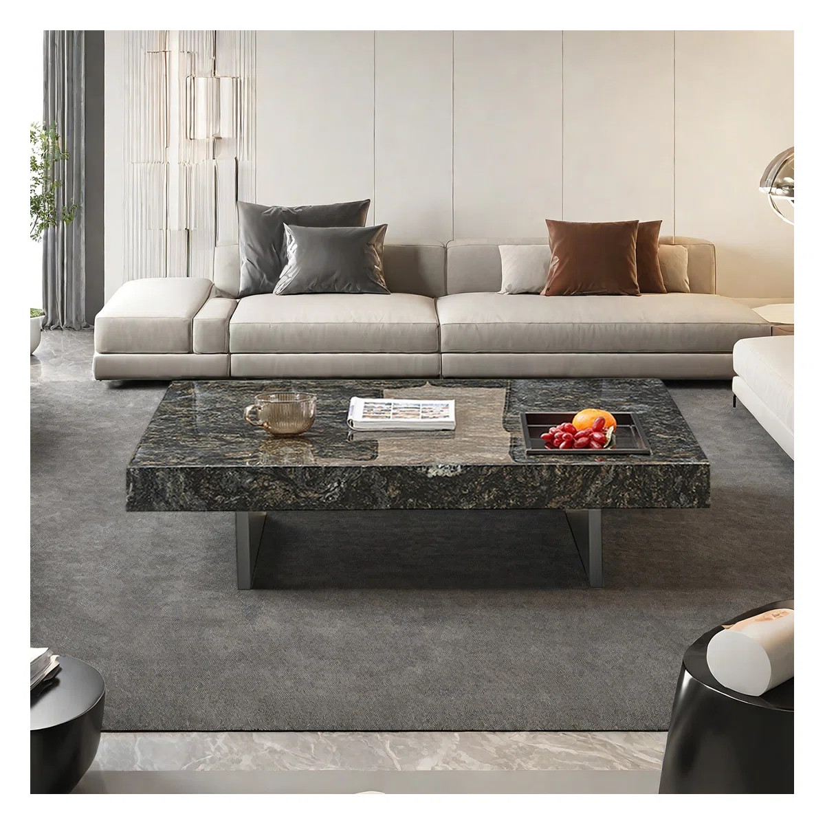 Rectangular marble suspended coffee table | Wayfair North America