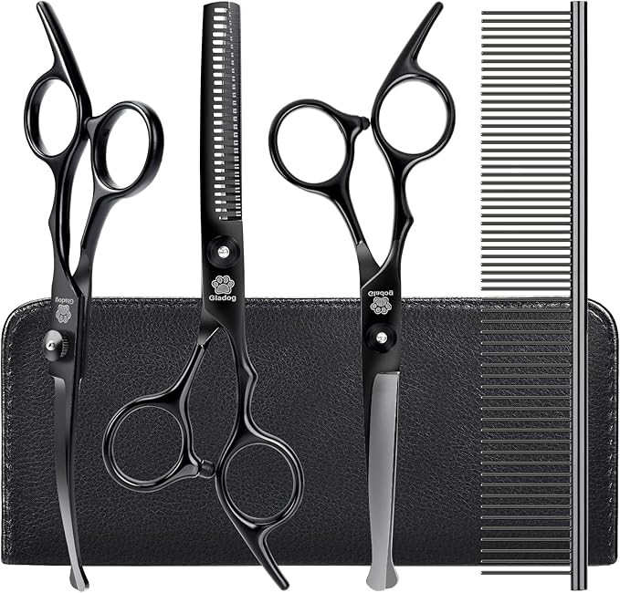 Dog Grooming Scissors Kit with Safety Round Tips, GLADOG Professional 5 in 1 Grooming Scissors fo... | Amazon (US)