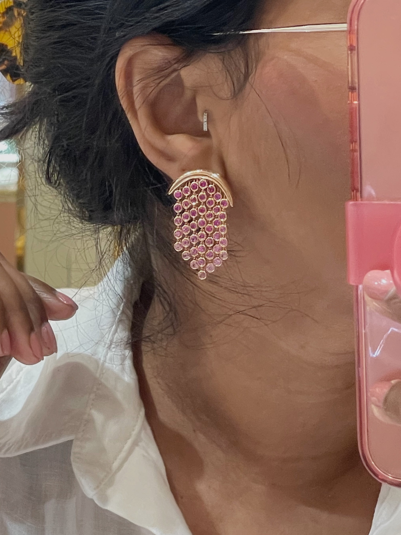 Special earrings 
Wedding season 
Pink sapphire earrings
Fine Jewellery for the summer 