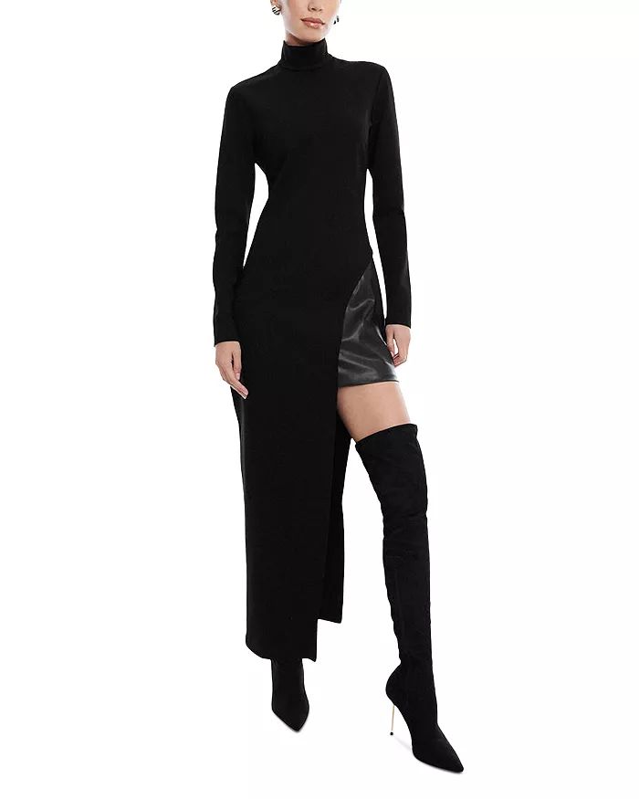 Ponte Knit & Faux Leather Midi Dress | Bloomingdale's (US)