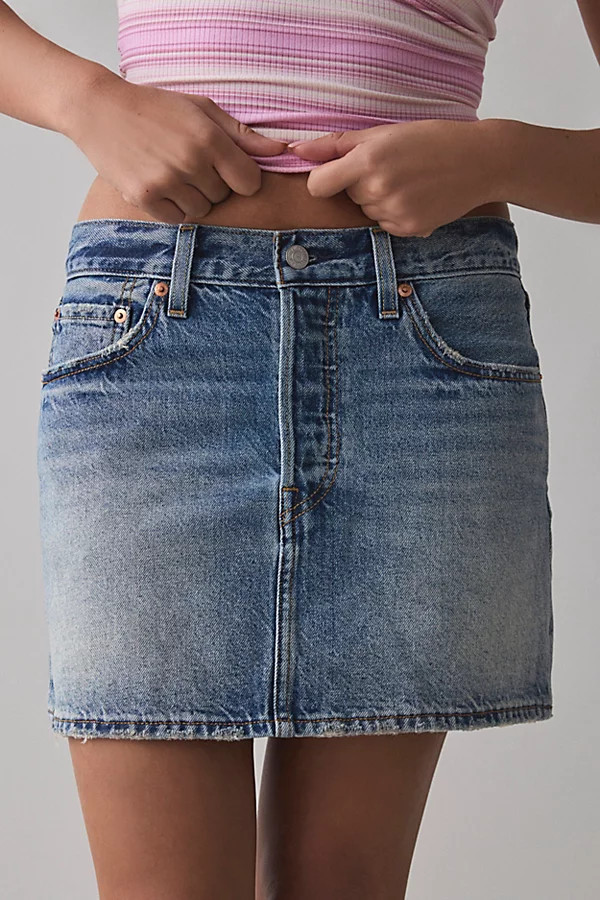 Levi's Icon Denim Mini Skirt in Right Here Right Now, Women's at Urban Outfitters | Urban Outfitters (US and RoW)