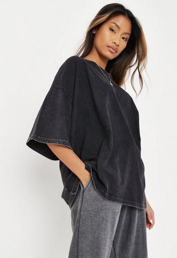 Missguided - Grey Drop Shoulder Oversized T Shirt | Missguided (UK & IE)