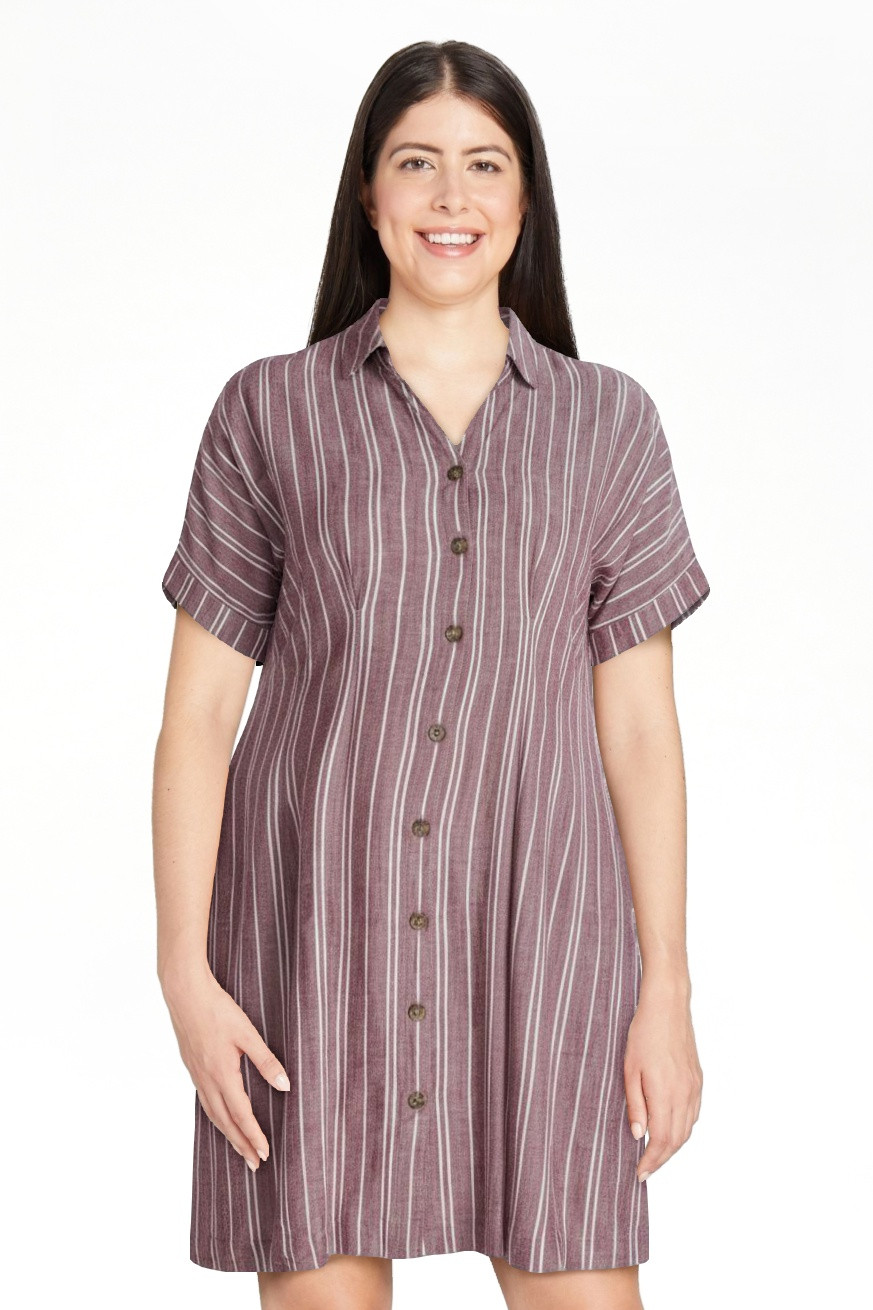 Time and Tru Women's Linen Blend Pleated Mini Shirtdress with Short Sleeves, Sizes XS-XXXL | Walmart (US)