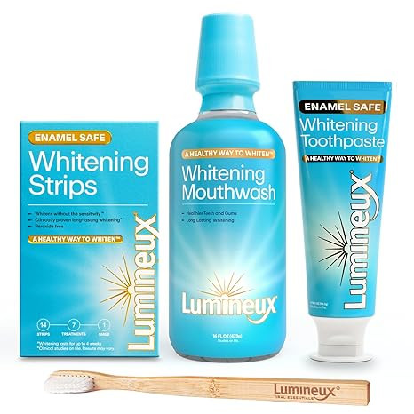 Lumineux Teeth Whitening Kit Peroxide Free for Whiter Teeth Includes 7 Whitening Treatments, 1 Mo... | Amazon (US)