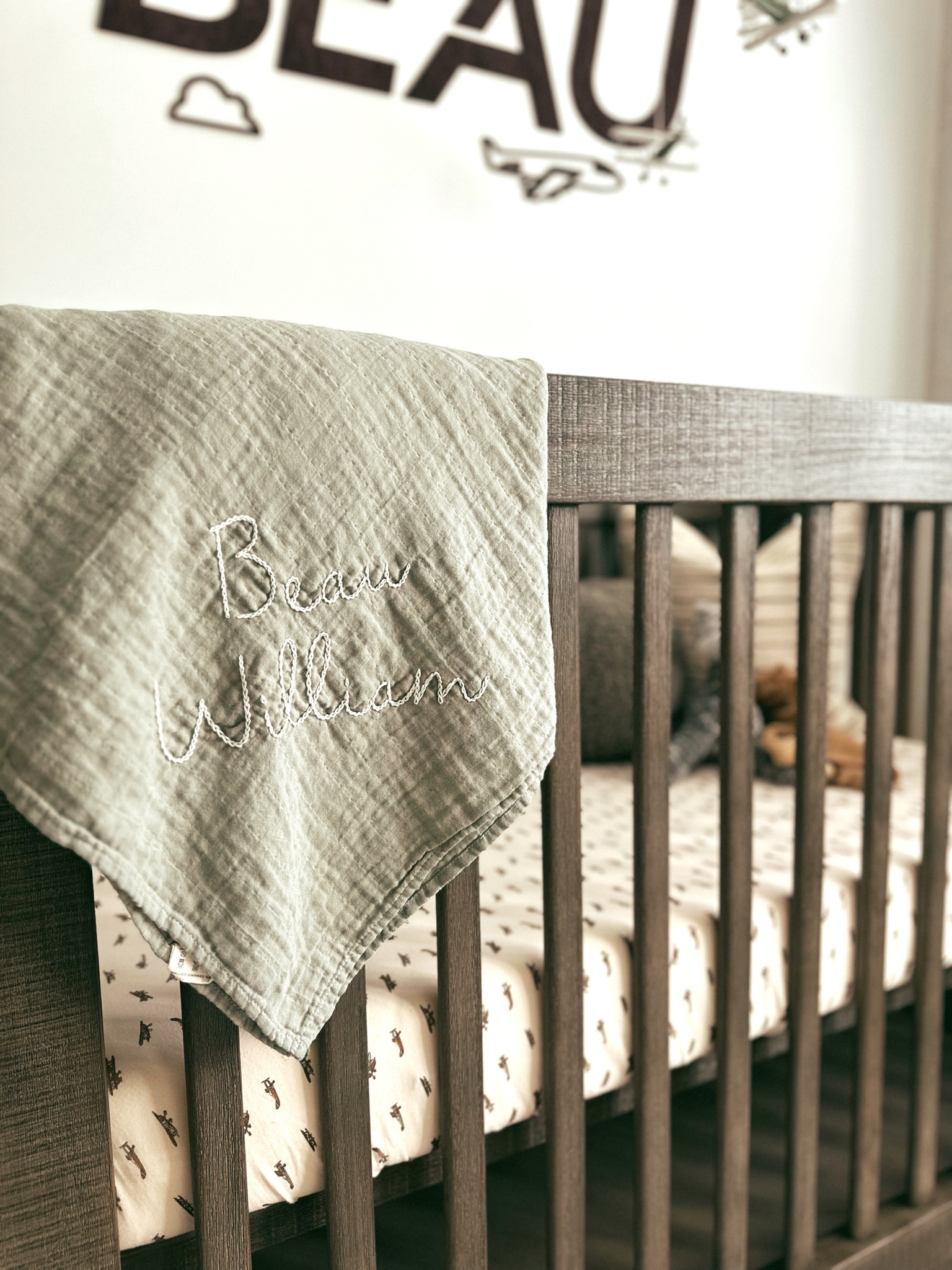 Just in love with how our vintage airplane nursery turned out! Love this personalized receiving blanket and airplane mobile and wall name sign from Etsy 

#LTKFamily #LTKBump #LTKBaby