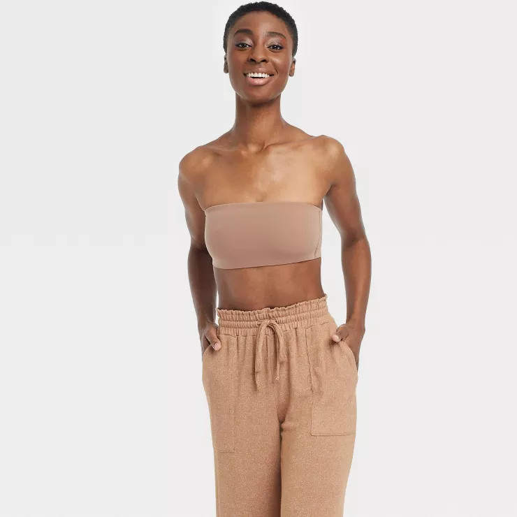 Women's Unlined Stretch Bandeau Bra - Auden™ Brown XL | Target