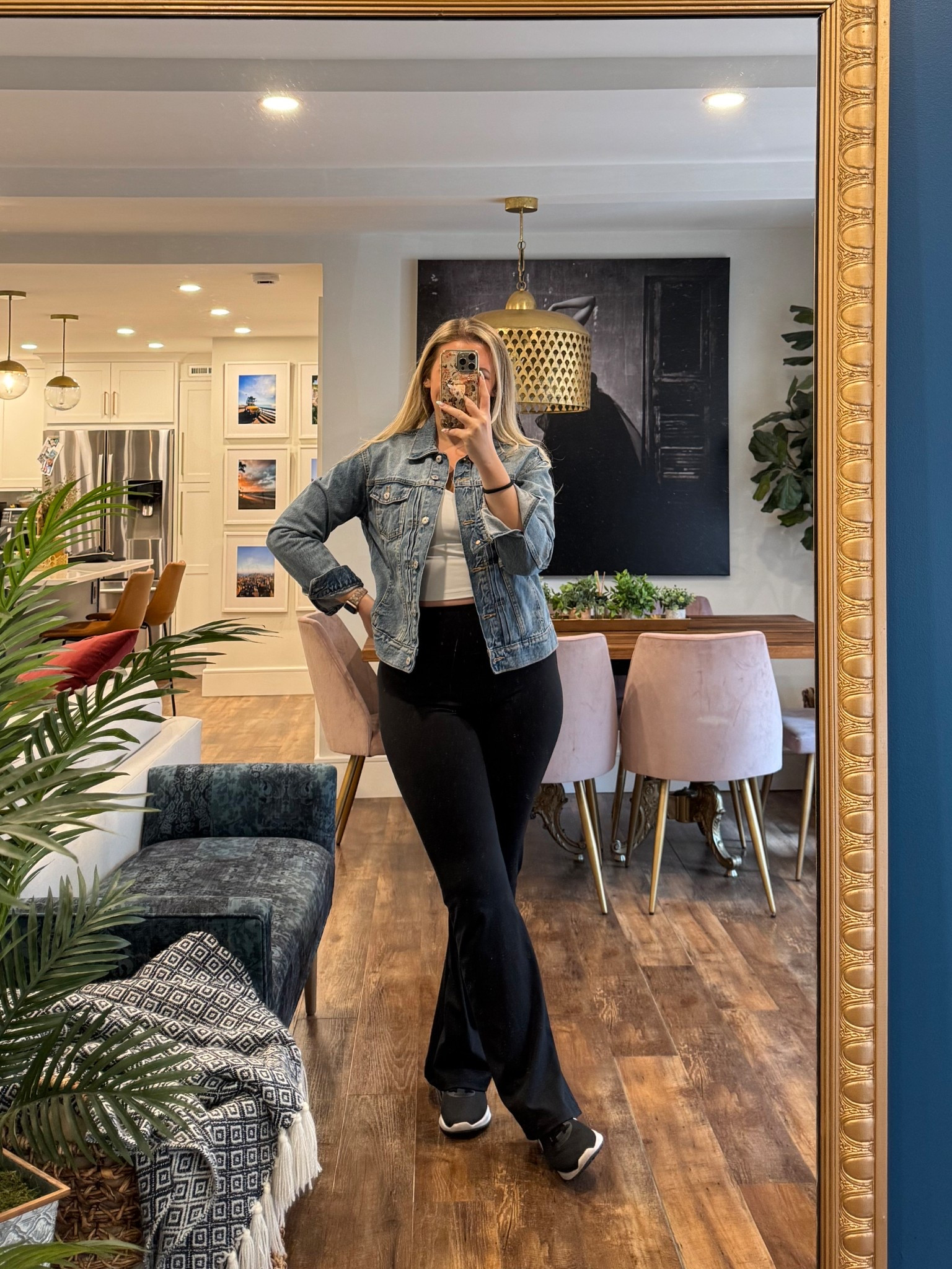 Favorite yoga pants, flared leggings. Wearing a large, they never fall down and are so comfortable!

Fav denim jacket wearing a medium

Casual summer outfit, loungewear, activewear

#LTKActive #LTKSummerEdit #LTKMidsize