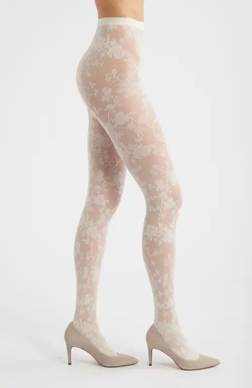Wolford Floral Tights in Buttermilk at Nordstrom, Size Large | Nordstrom