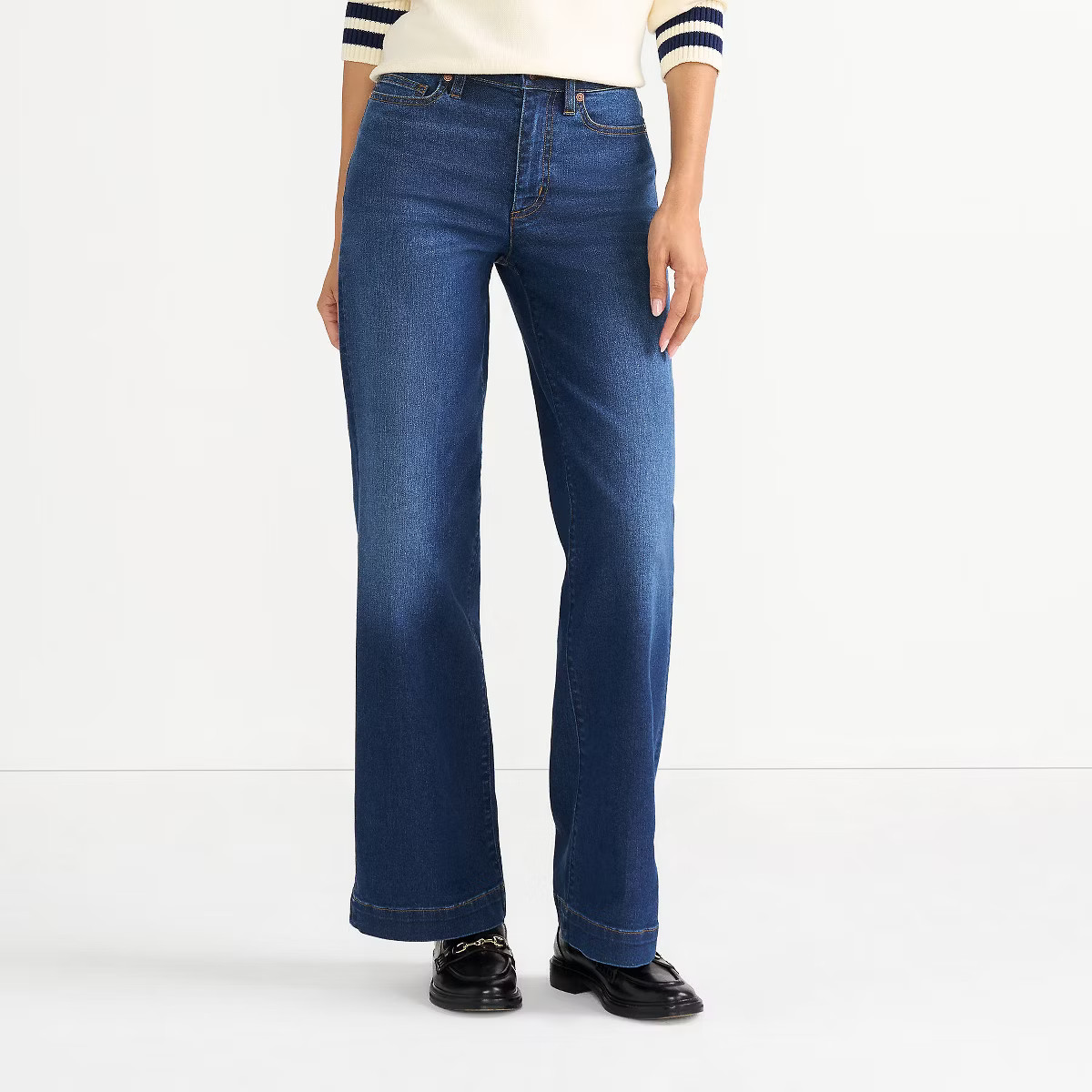 Lands' End Women's Recover High Rise Wide Leg Blue Jeans | Target