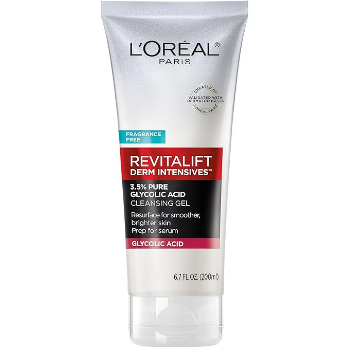 L'Oreal Paris Revitalift 3.5% Pure Glycolic Acid Brightening Cleansing Gel wth Salicylic Acid 6.7... | Amazon (US)