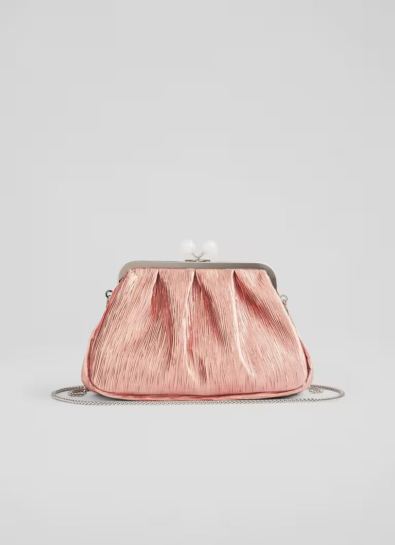 Lainey Pink Crinkle Satin Clutch | L.K. Bennett (UK)