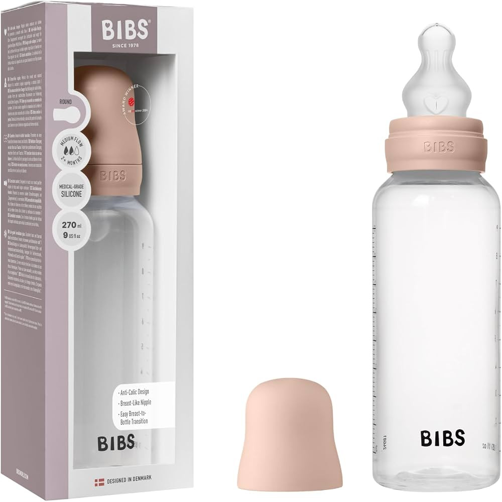 BIBS Baby Bottle 9 oz / 270 ml Silicone Nipple - Anti-Colic, BPA-Free, Round Nipple, Medium Flow,... | Amazon (US)