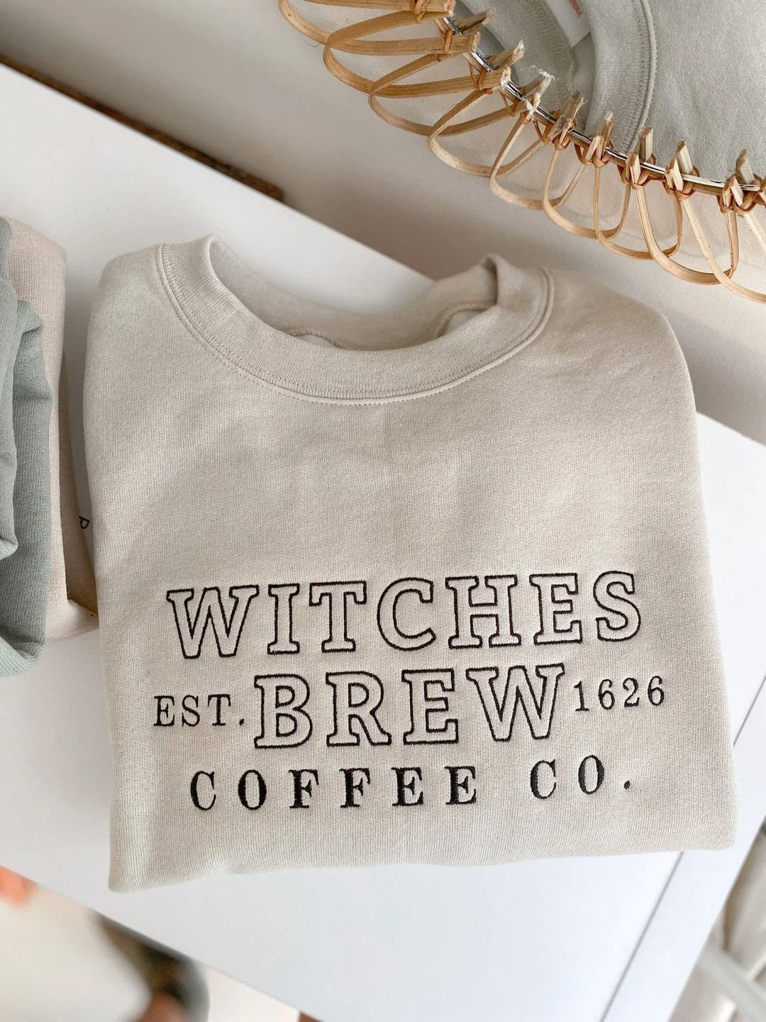 Witches Brew, Coffee Co. Crewneck Halloween Sweatshirt, Embroidered, Choose Your Color - Etsy | Etsy (US)