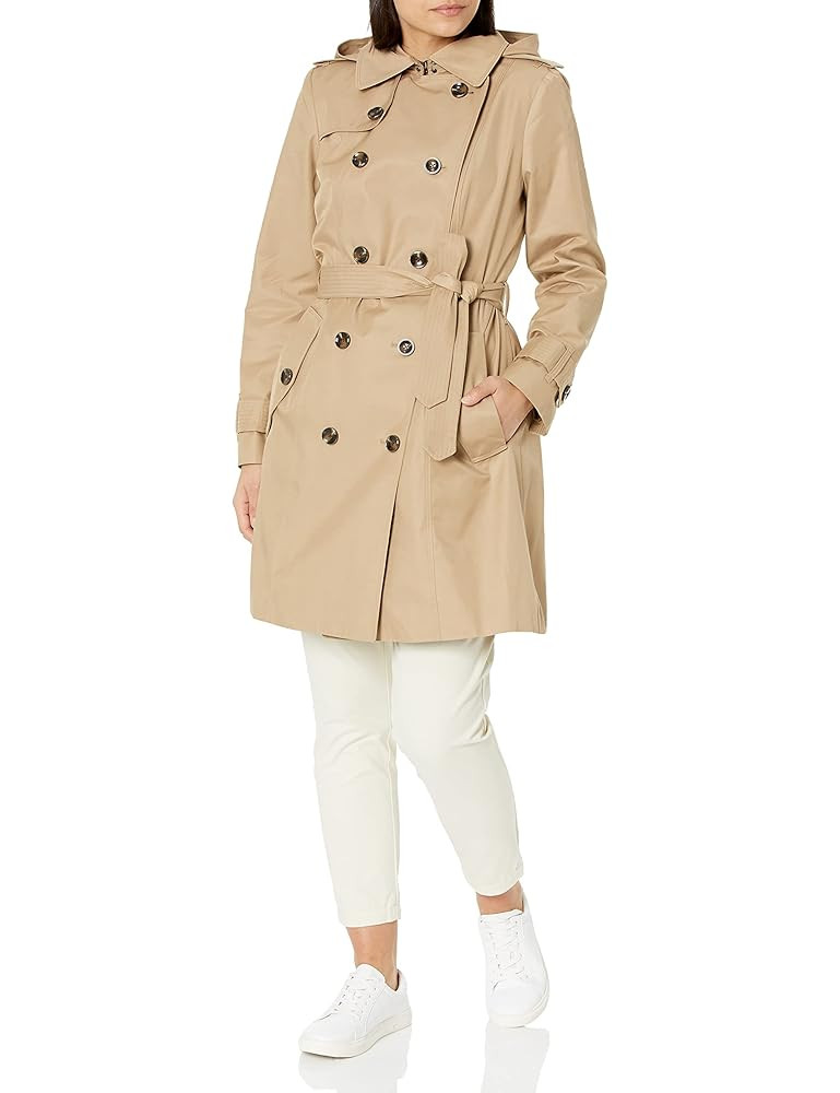 London Fog Women's 3/4 Length Double-Breasted Trench Coat with Belt | Amazon (US)
