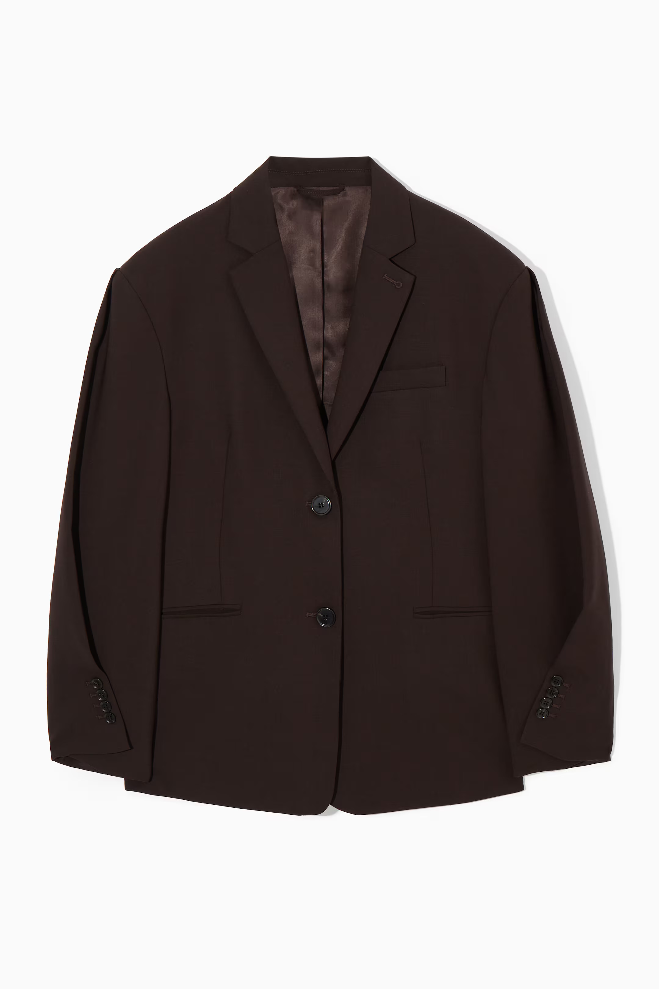 ROUNDED WOOL BLAZER - DARK BROWN - Ladies | H&M GB | H&M (UK, MY, IN, SG, PH, TW, HK)