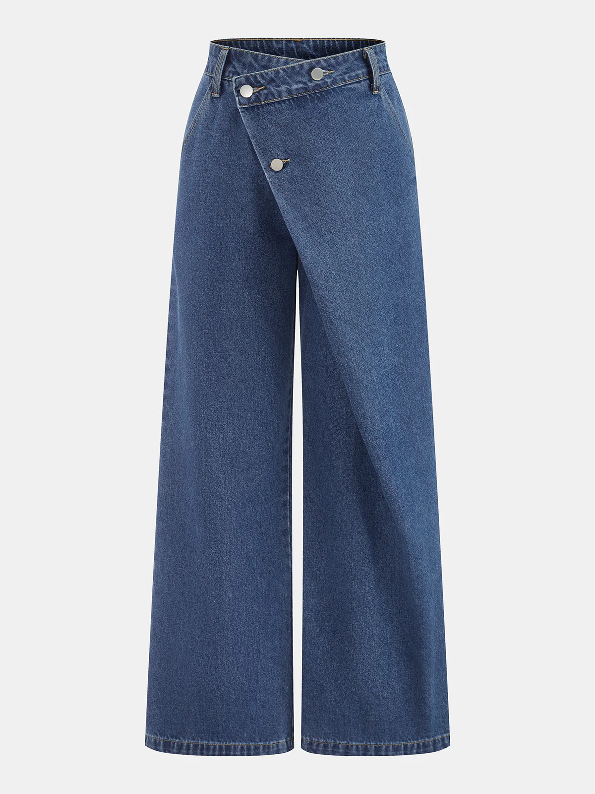 Asymmetric Wide Leg Denim Pants | Commense