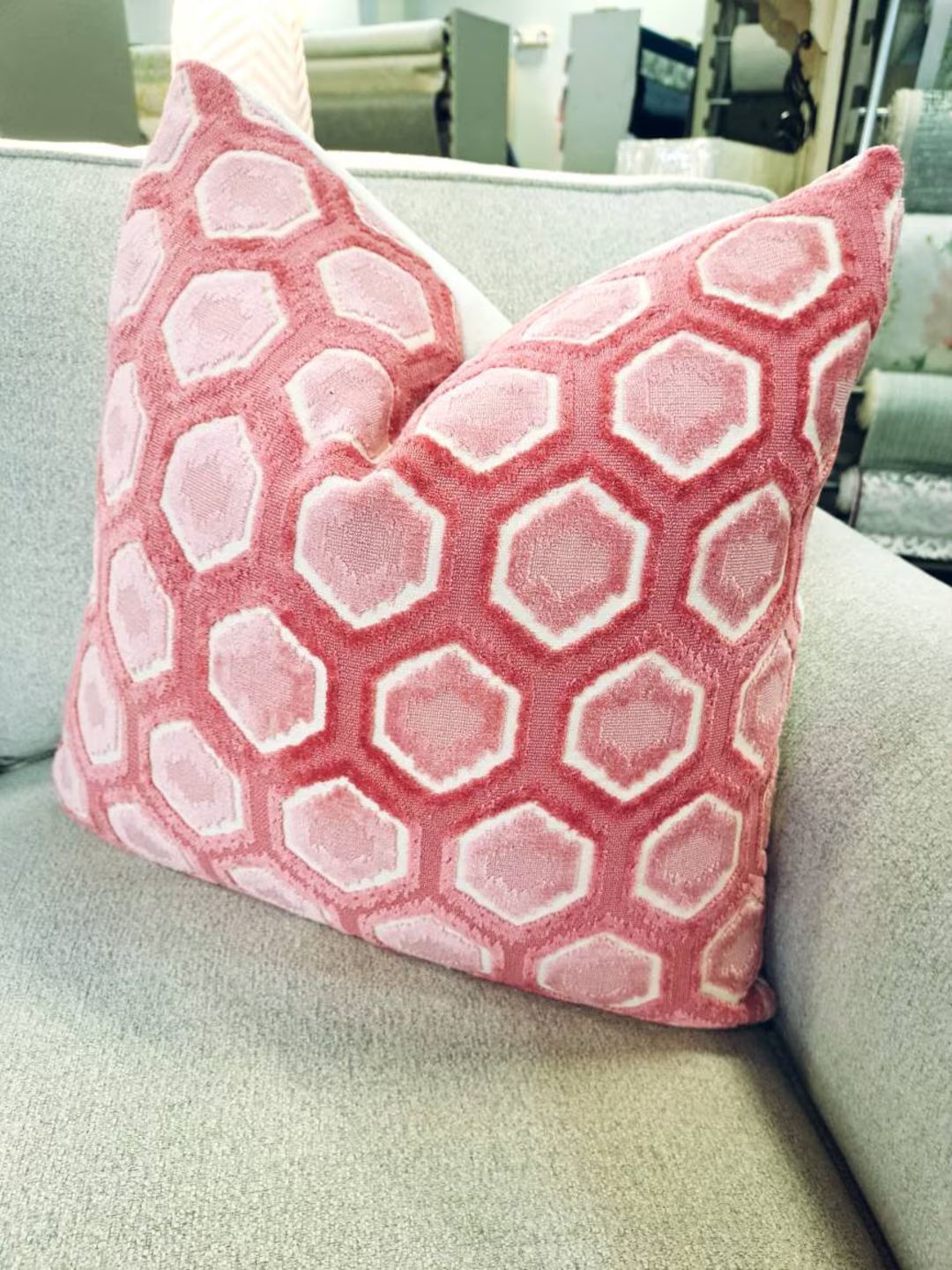 Blush Pink Geometric Velvet Pillow Cover - Etsy | Etsy (US)