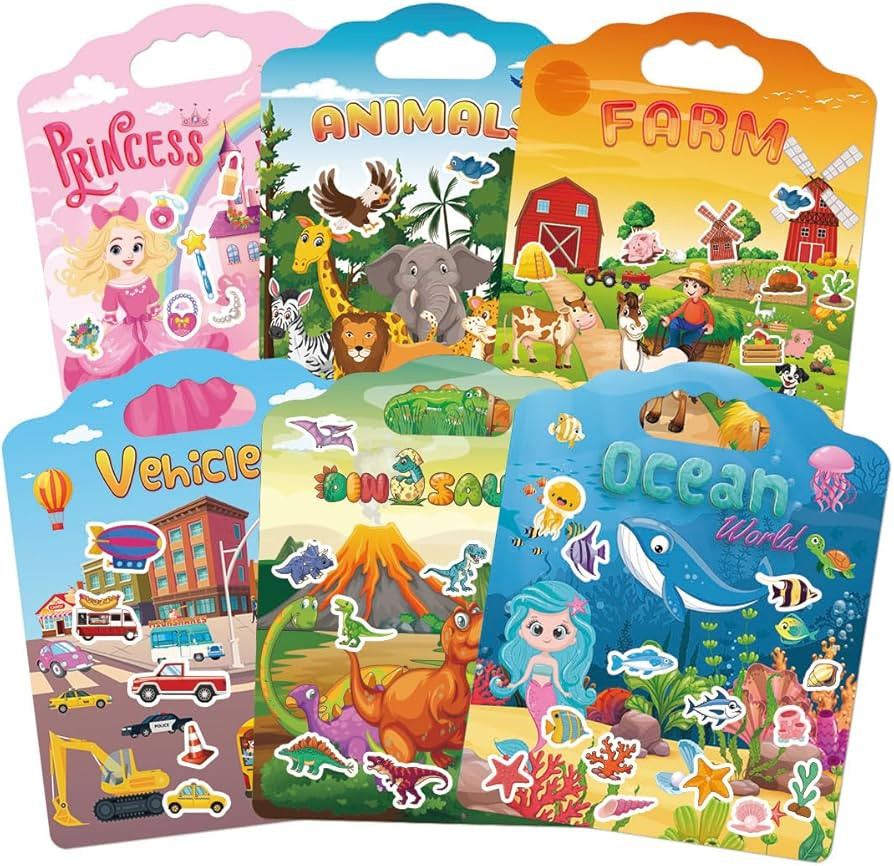 6Set Reusable Sticker Books for Kids,Puffy Sticker Books for Kids,Sticker Books for Toddlers 2-4,... | Amazon (US)