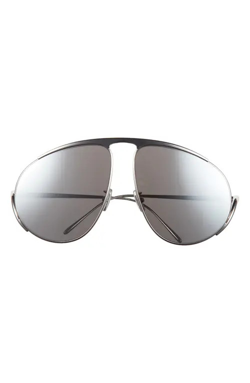 Loewe Signature Pilot Sunglasses in Shiny Palladium /Smoke Mirror at Nordstrom | Nordstrom