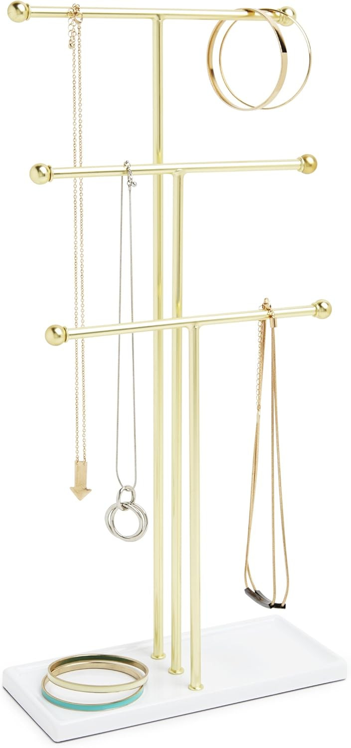 Umbra Trigem Hanging Organizer – 3 Tier Table Top Necklace Holder, Box Display with Jewelry Tra... | Amazon (US)