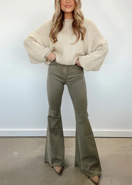 Olive Super Flare Jeans | Lane 201 Boutique