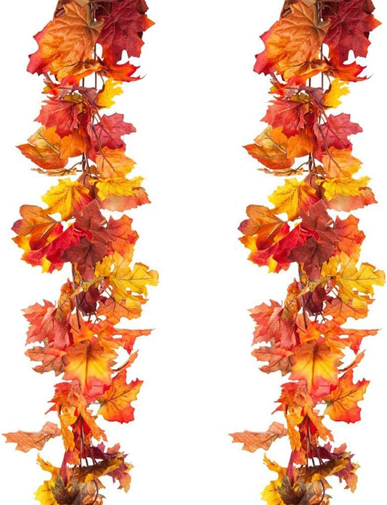 Kalolary 2 Pack Artificial Fall Maple Leaves Garland Autumn Fake Leaf Vine Artificial Autumn Foli... | Amazon (US)