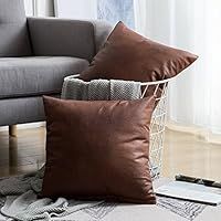 MIULEE Pack of 2 Decorative Faux Leather Modern Pillow Cover Square Luxury Cushion Case Durable Thro | Amazon (US)