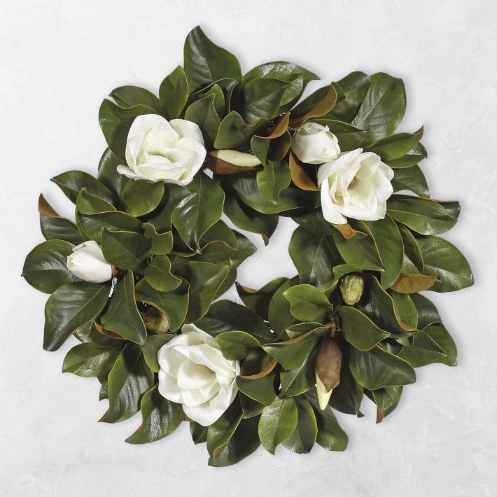 Faux Magnolia Wreath, 24" | Williams-Sonoma