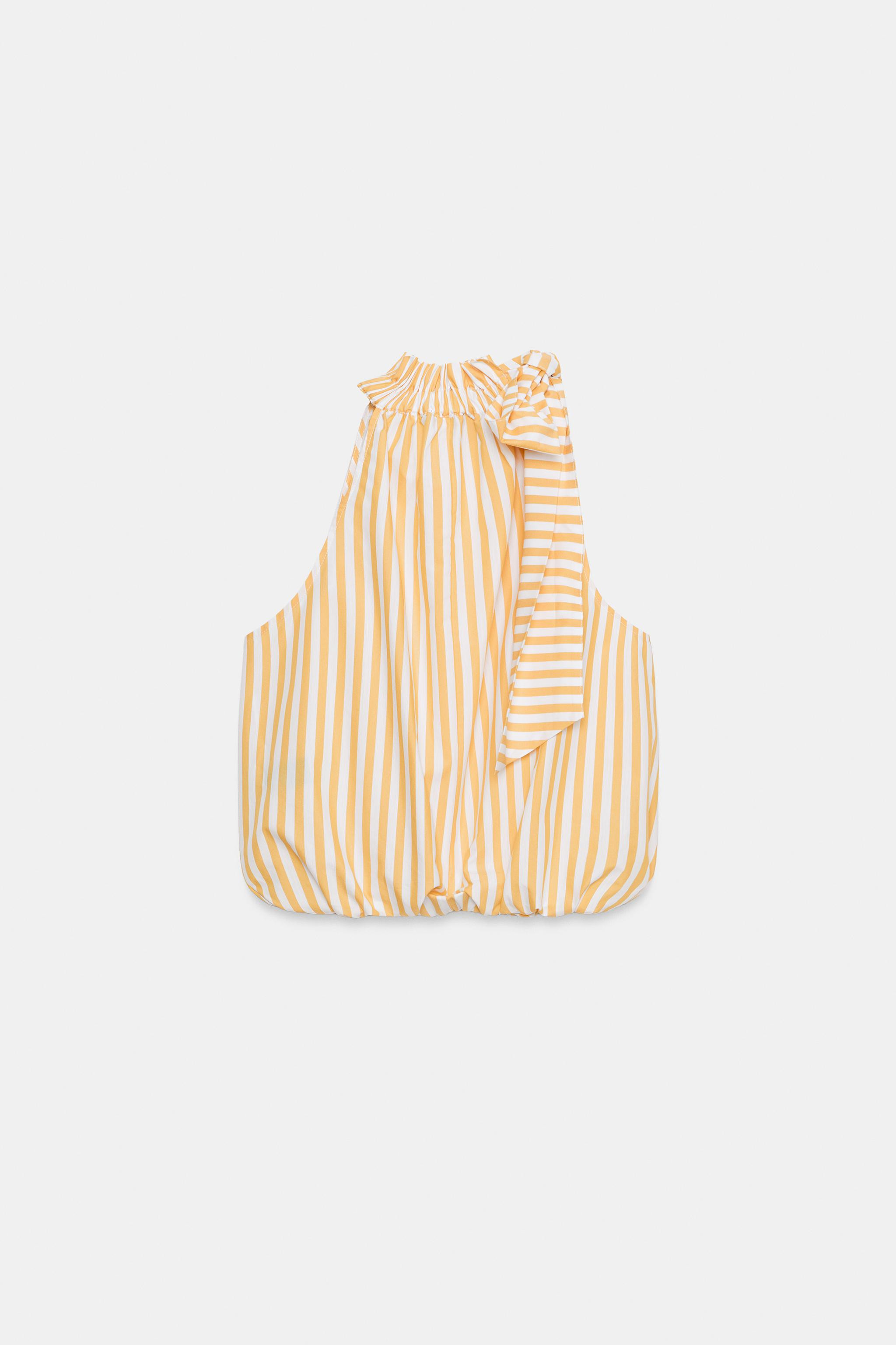 STRIPED PUFFY TIE TOP | Zara US