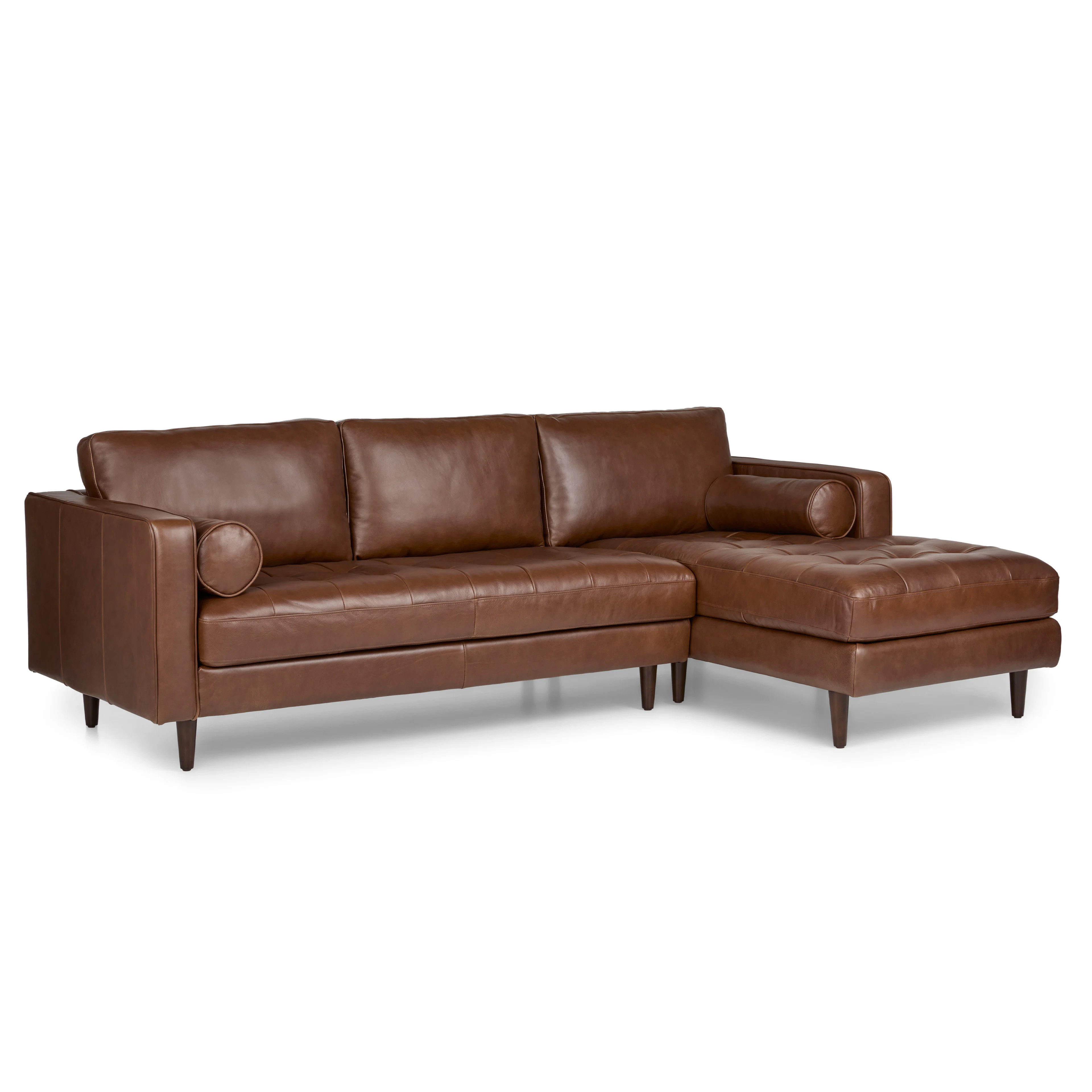 Sven 100" Tufted Leather Right Sectional - Taos Brown | Article