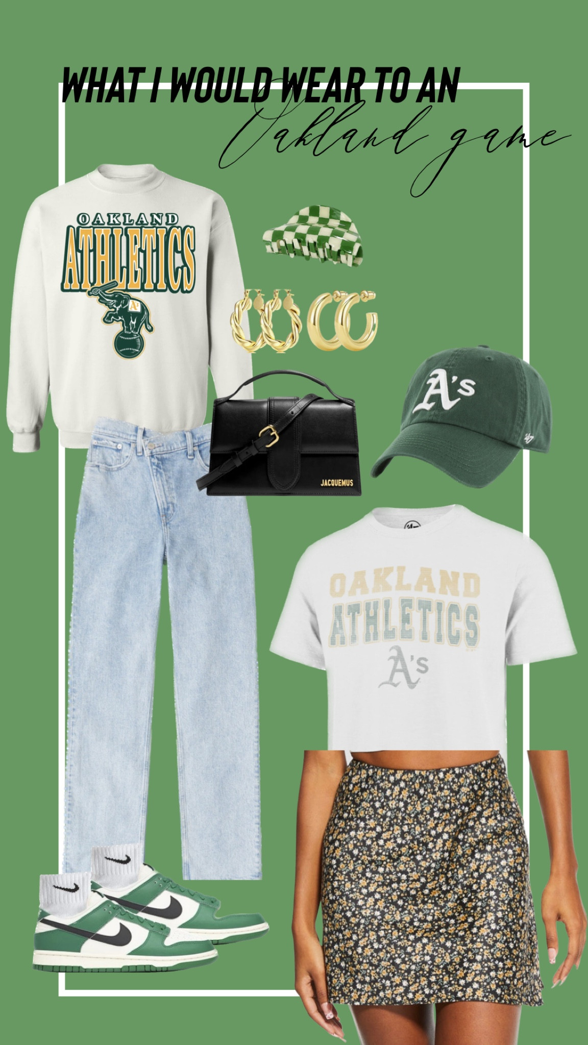 Sweatshirt is social creature. The Nike dunks are Gorge green and come out this year! 