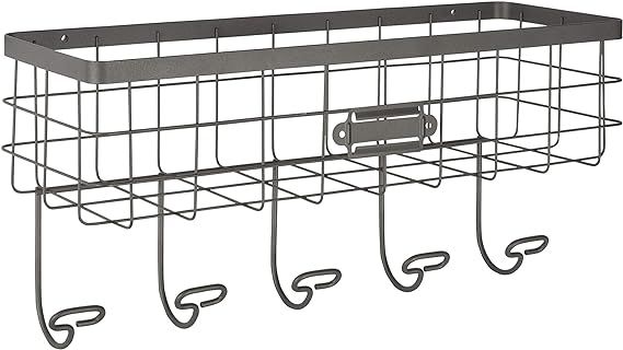 Spectrum Diversified Vintage Wire Basket & Hook Station Wall Mount Storage Rustic Farmhouse Entry... | Amazon (US)