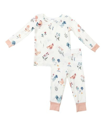 Pink & White Heirloom Chickens Loungewear Set - Infant, Toddler & Girls | Zulily